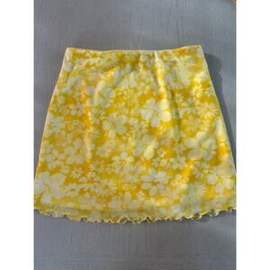 Forever 21 Butter Yellow Hawaiian Mini Skirt Y2K Coconut Girl Beachy